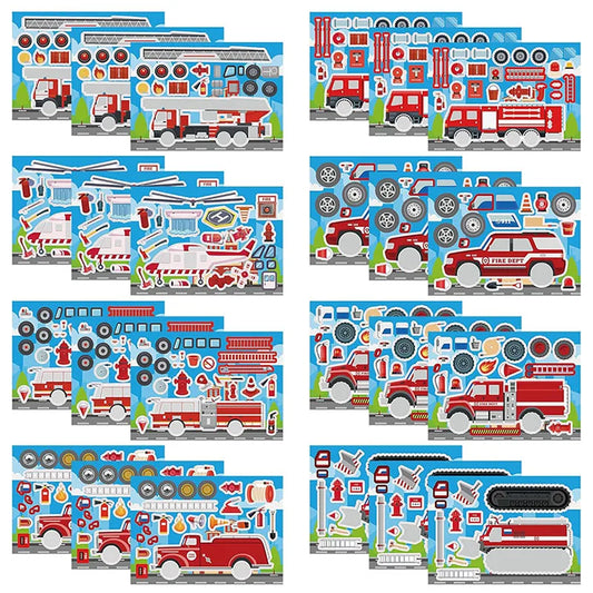 Make Fire Engine Stickers Kid DIY Toys Create Own Fireman Face Peaceful Pleasures Health and Wellness