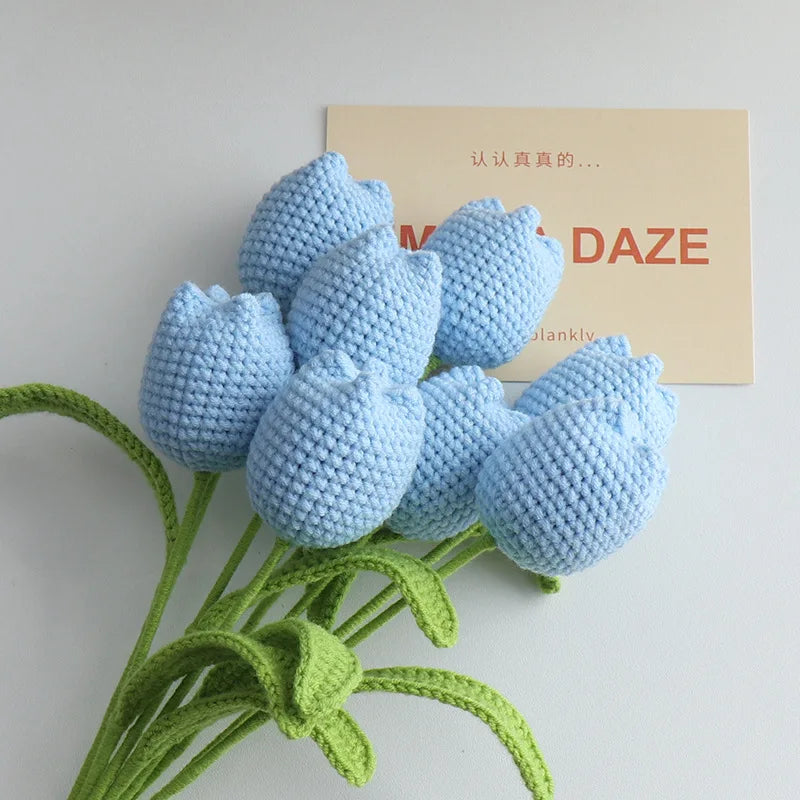 Handmade Crochet Tulip Bouquet | Artificial Flower Gift & Decor