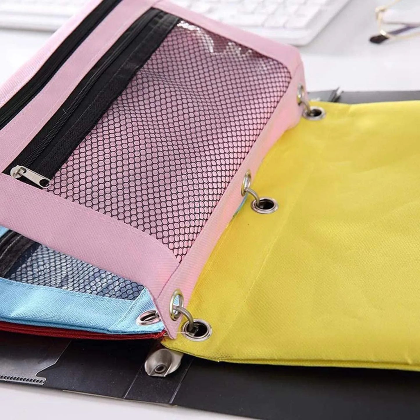 Colorful Double Layer canvas Cloth Zipper Paper File Folder Book Pencil Pen Case Bag File Document Bags Peaceful Pleasures Health and Wellness