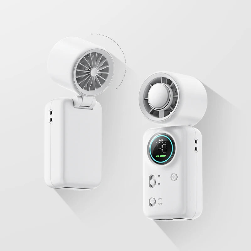 Portable Mini Handheld Fan 4000mAh High Speed Cooling LED Display 100 Adjustable Settings USB Rechargeable Desk Fan Travel Peaceful Pleasures Health and Wellness White - 1PC