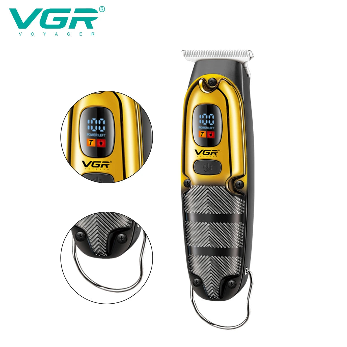 VGR 981 hair clipper LCD digital display home electric stainless steel engraving electroplating scissors Peaceful Pleasures Health and Wellness