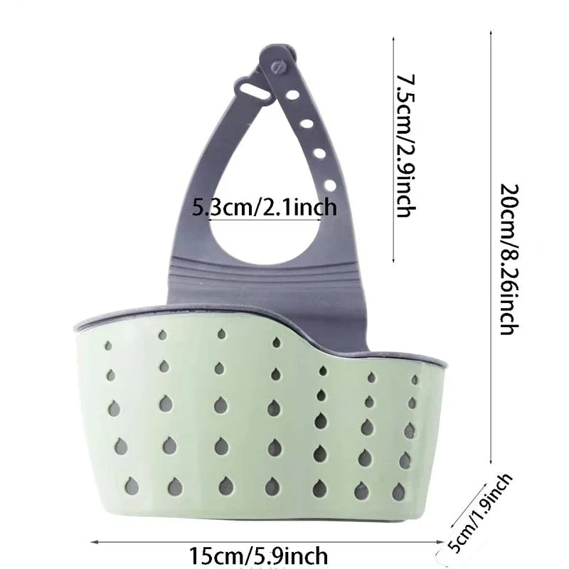Sink Draining Hanging Basket Adjustable Kitchen Accessories Rubber Sink Bag Soap Sponge Shelf Faucet Holder for Bathroom 1PC Peaceful Pleasures Health and Wellness