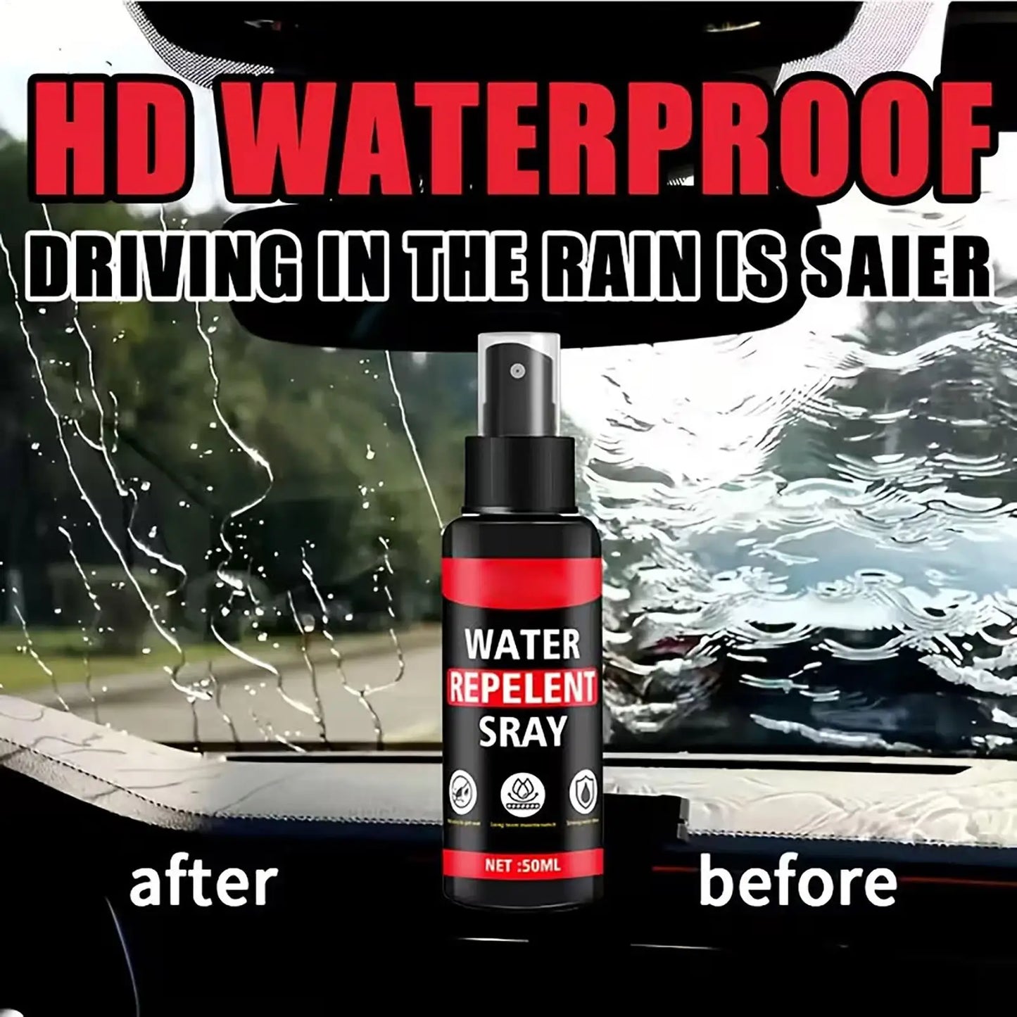 Car Hydrophobic Windshield Spray 50ml – Nano Rain Repellent