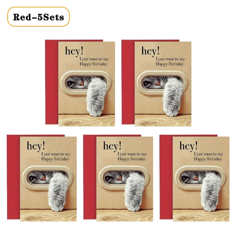 Cute Cat Paw Birthday Card with Envelope & Sticker | 1–40 Sets