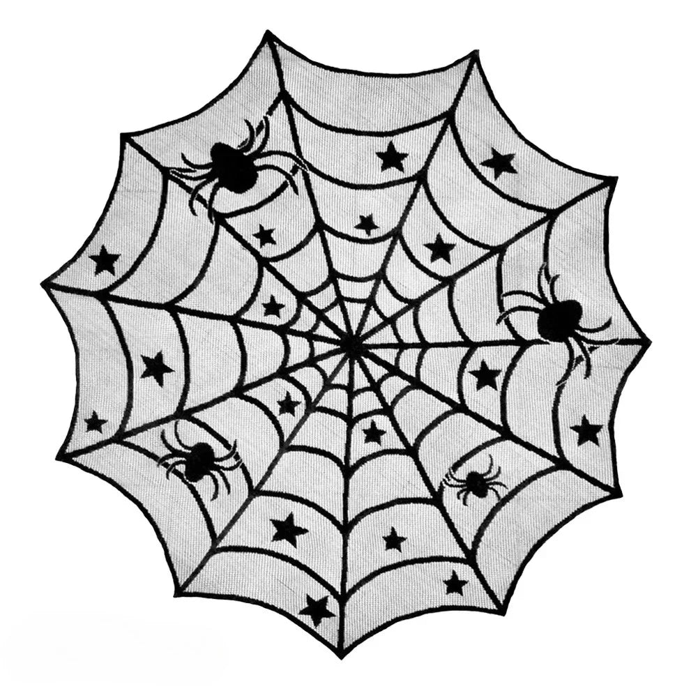 Halloween Black Lace Tablecloth Spider Web Table Runner Decor