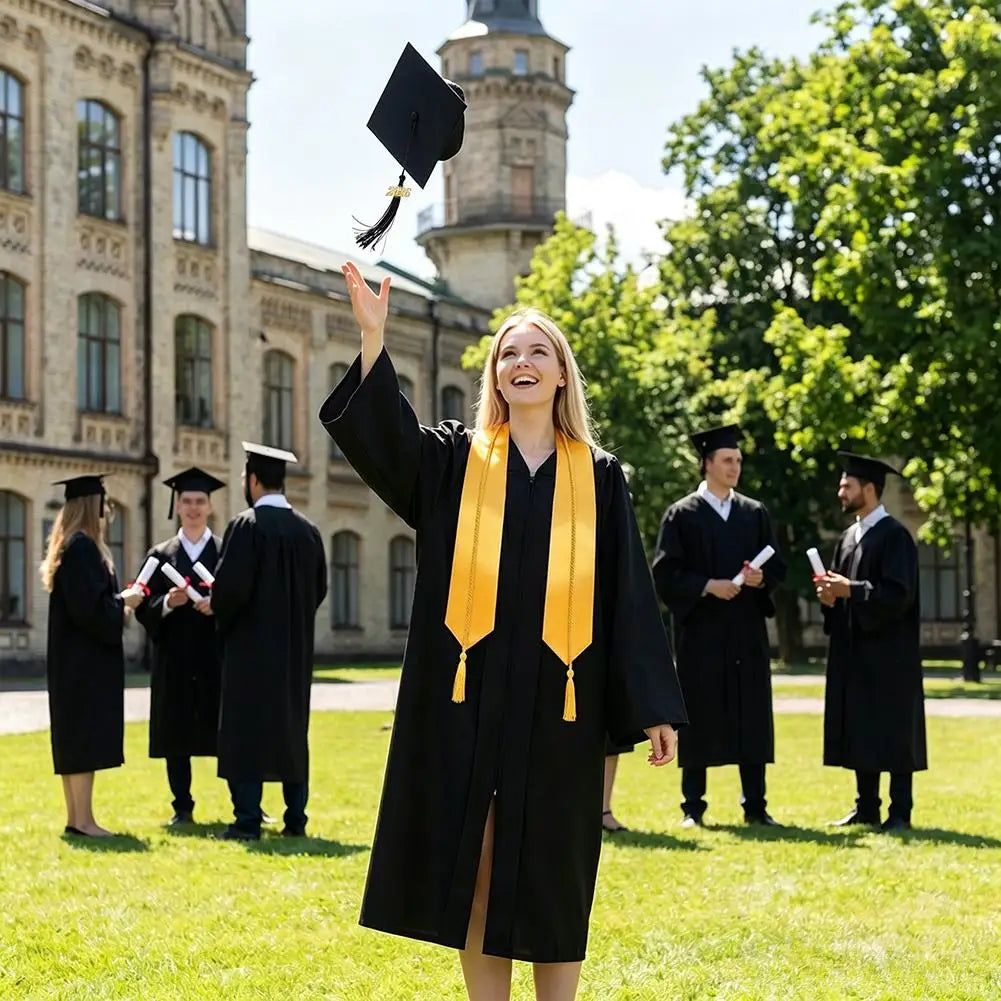 Graduation Cap & Gown Set – Unisex Academic Robe with Tassel