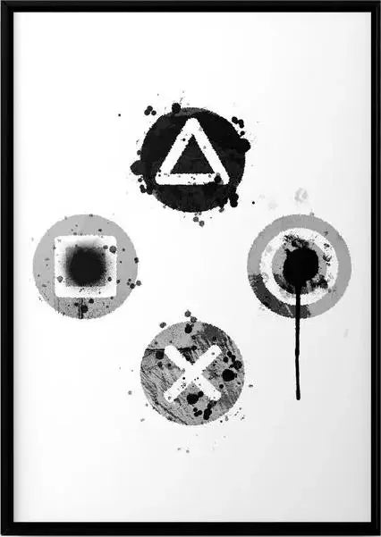 Black & White Gaming Canvas Wall Art – Unframed Gamer Poster