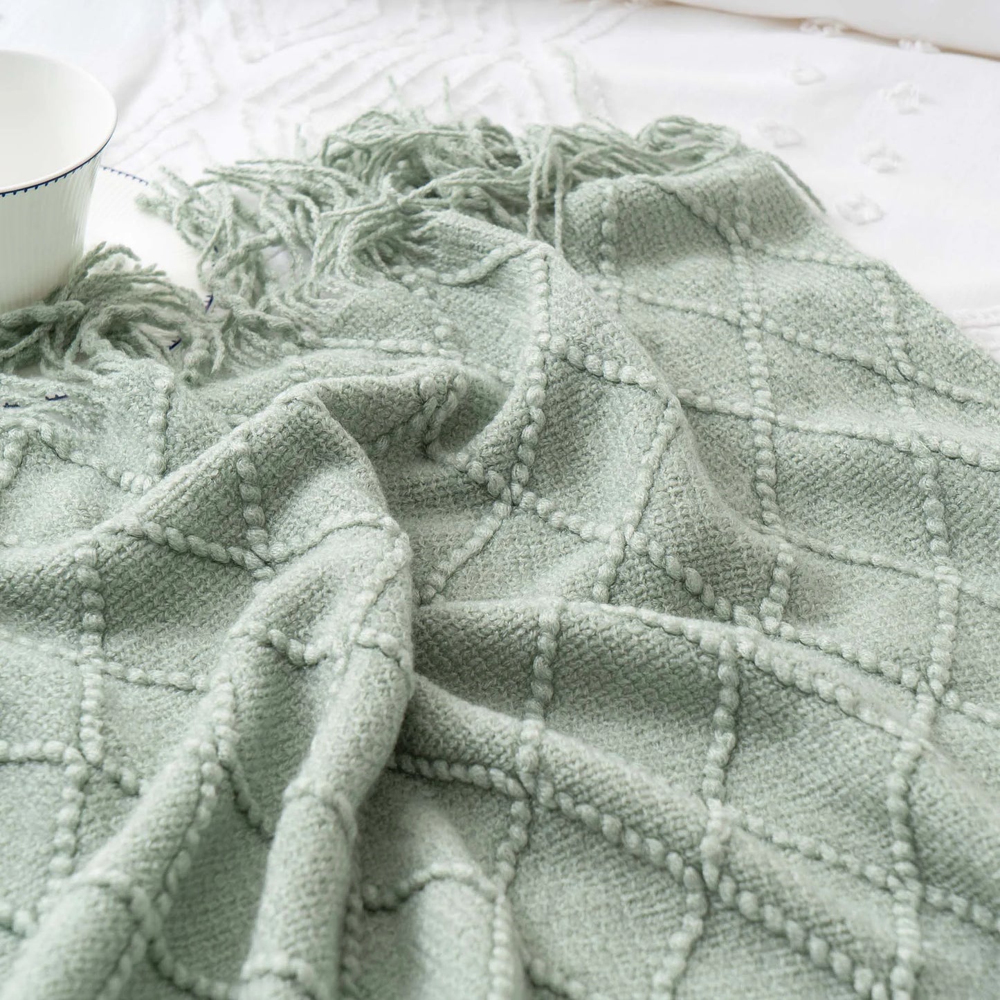 Battilo Plaid Knitted Throw Blanket Soft Woven Throws Sofa Blanket Bedspread On The Bed Green Decorative Blankets Spring Decor Peaceful Pleasures Health and Wellness