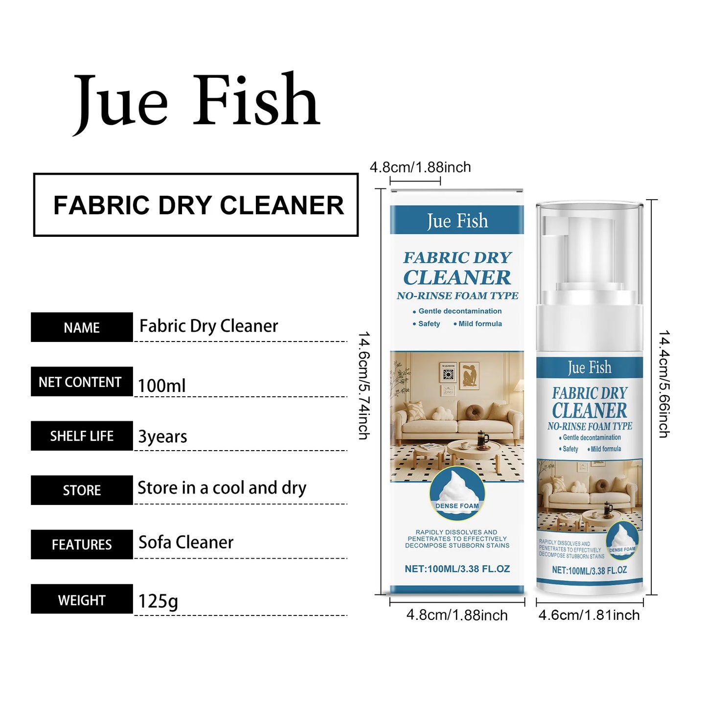 Jue Fish 100ml Fabric Sofa Cleaner | Upholstery Stain Remover