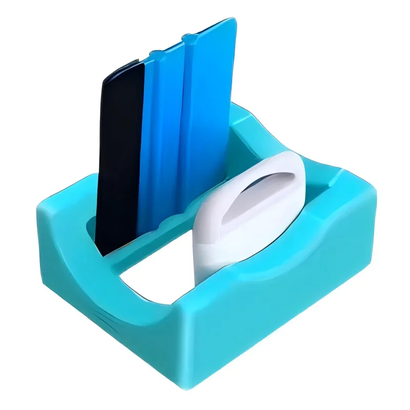 Tumbler Holder For Crafts Decals Tumbler Stand Curvature Supports Cup Holder With Builts-In Slot Mug Glass Silicone Cup Cradle Peaceful Pleasures Health and Wellness blue-With scraper