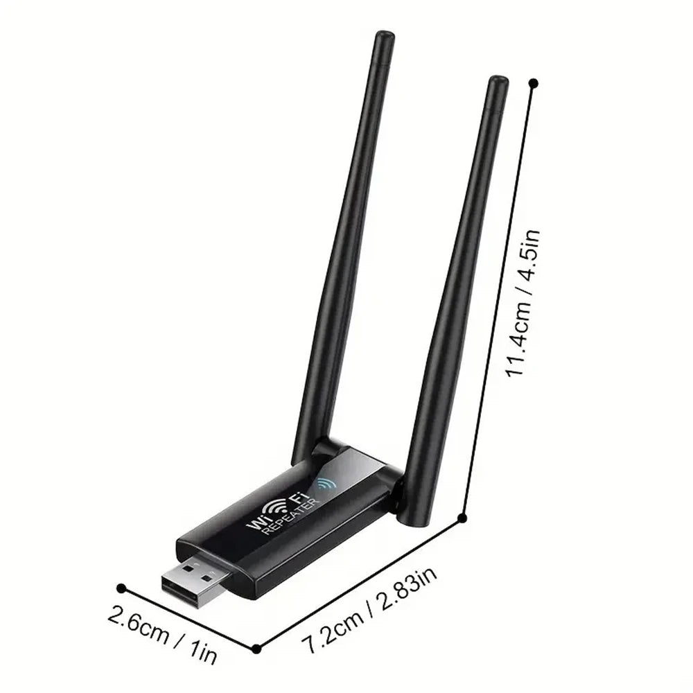 USB WiFi Extender 300Mbps 2.4GHz Dual Antenna Signal Booster