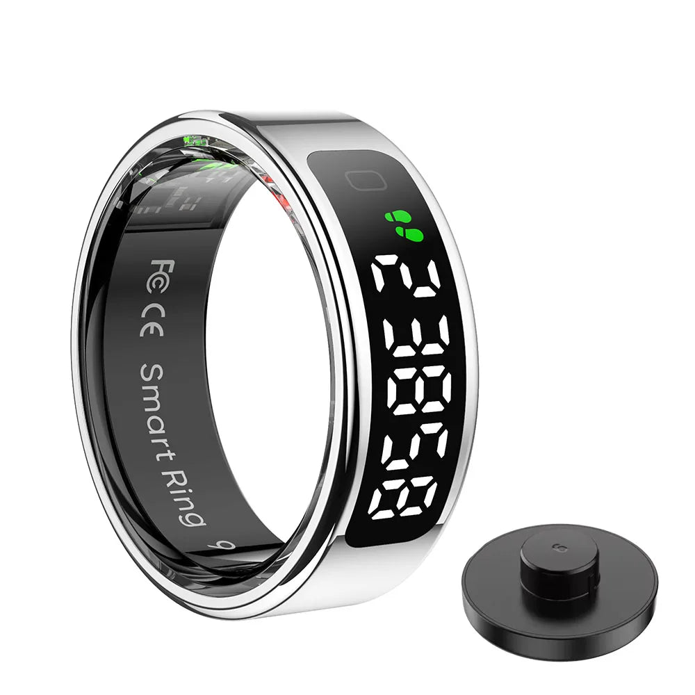 Fashion Smart Ring with Display Screen and Touch, Wireless Charging, Health Manager, IP68 5ATM Waterproof For Men Women 2025 New Peaceful Pleasures Health and Wellness Sil Charging Station 12