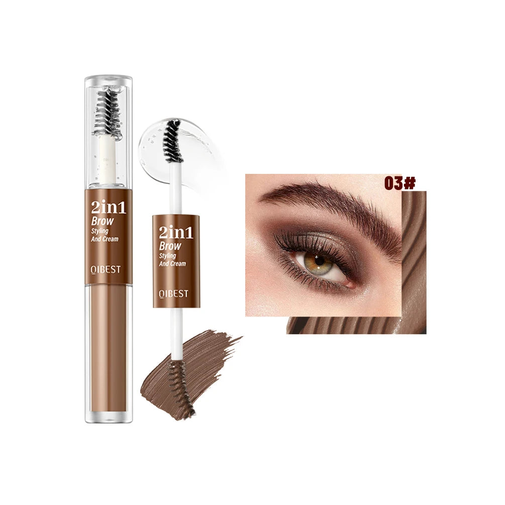 QIBEST Double-head Eyebrow Styling Cream Waterproof 3D Eyebrow Tattoo Tint Setting Gel Wild Brow Pomade Quick-drying Cosmetics Peaceful Pleasures Health and Wellness 03