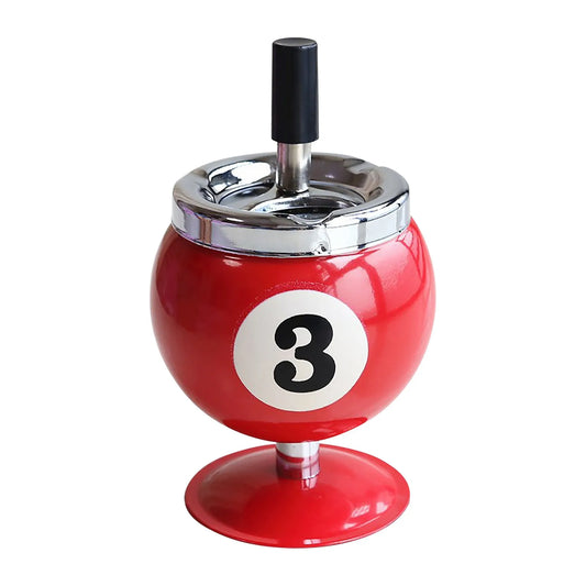 Ashtray Billiard Ashtray with Lid Windproof Automatic Extinguishing Decorative Ashtray for Home Restaurant KTV Bar Cigar Ashtray Peaceful Pleasures Health and Wellness