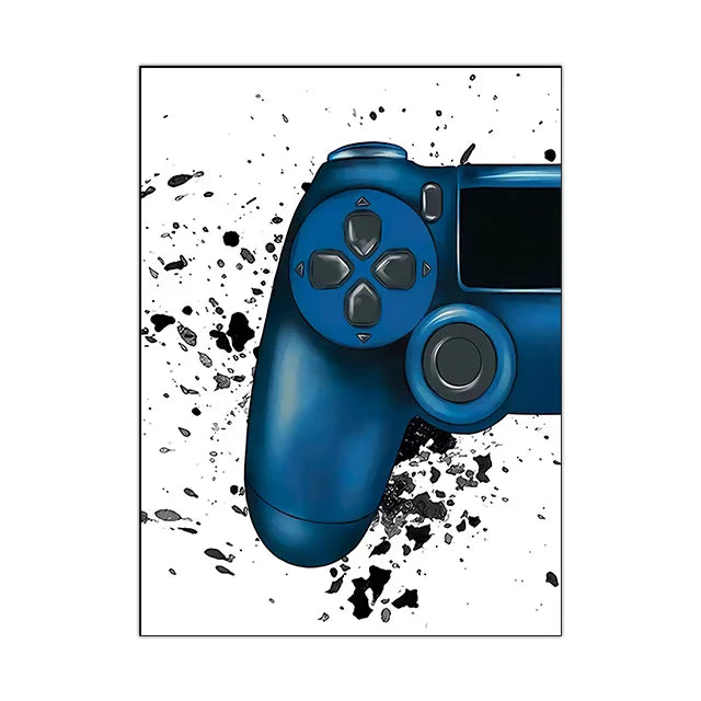 Minimalist Gamepad Controller Canvas Poster Modern Gaming Room Wall Art Print for Gamer Bedroom Home Decoration Peaceful Pleasures Health and Wellness SKU-8 30x40cm Unframed