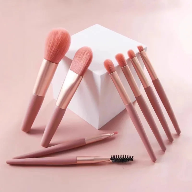 8-Piece Mini Macaron Soft Makeup Brush Set | Beginner Kit