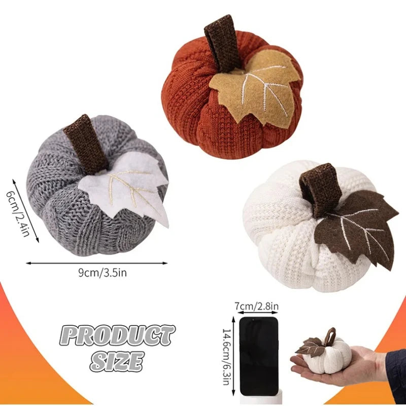 Knitted Pumpkin Ornaments for Halloween Festival Party & Home Bonsai Pendant Decor Halloween Gift Peaceful Pleasures Health and Wellness