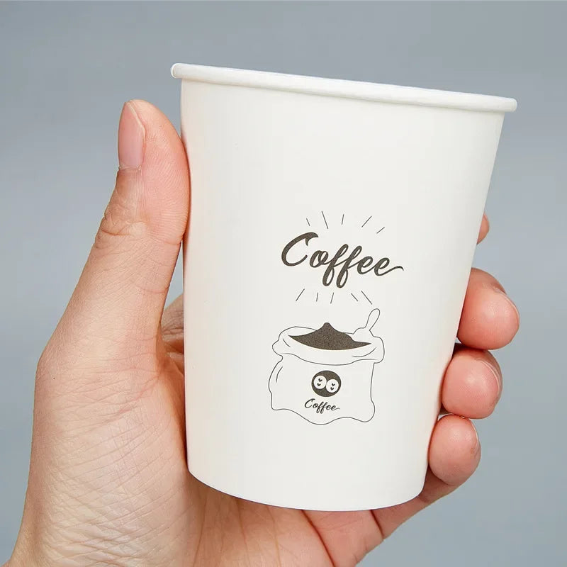 Hot 50pcs Disposable Cartoon Cute Cups White Thicken Durable Cups for Cold Drinks Household Party Office Coffee Cup LIUYING Peaceful Pleasures Health and Wellness B 50pcs