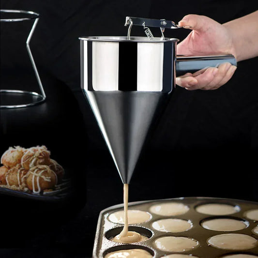 Cone Stainless Steel Pancake Batter Removable Dispenser Funnels with Stand 600/1200ml Great for Cupcakes Takoyaki Baking Tools Peaceful Pleasures Health and Wellness