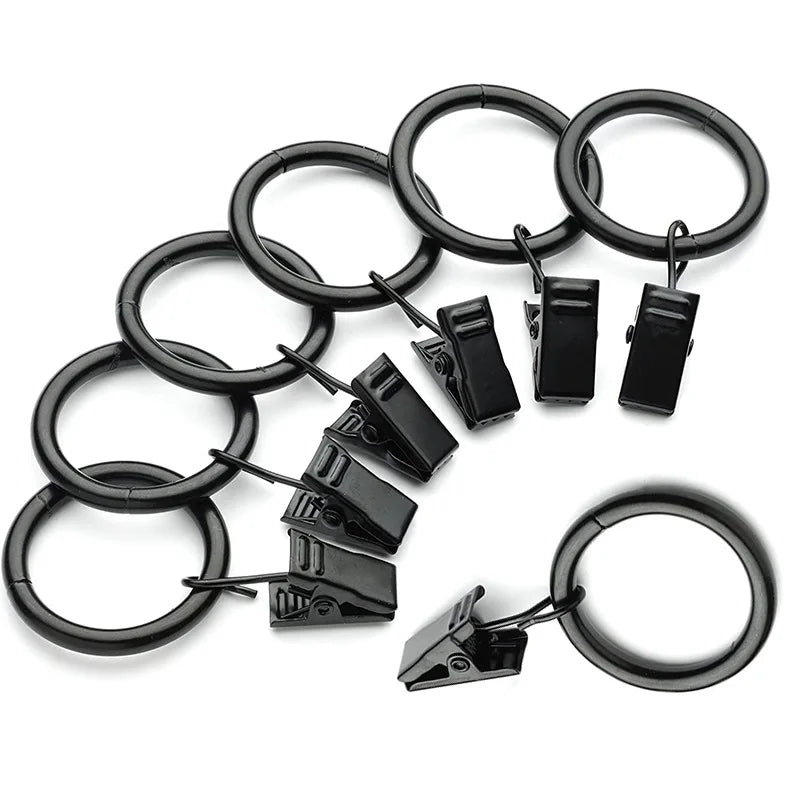 10-Pack Rustproof Metal Curtain Ring Clips & Split Hooks