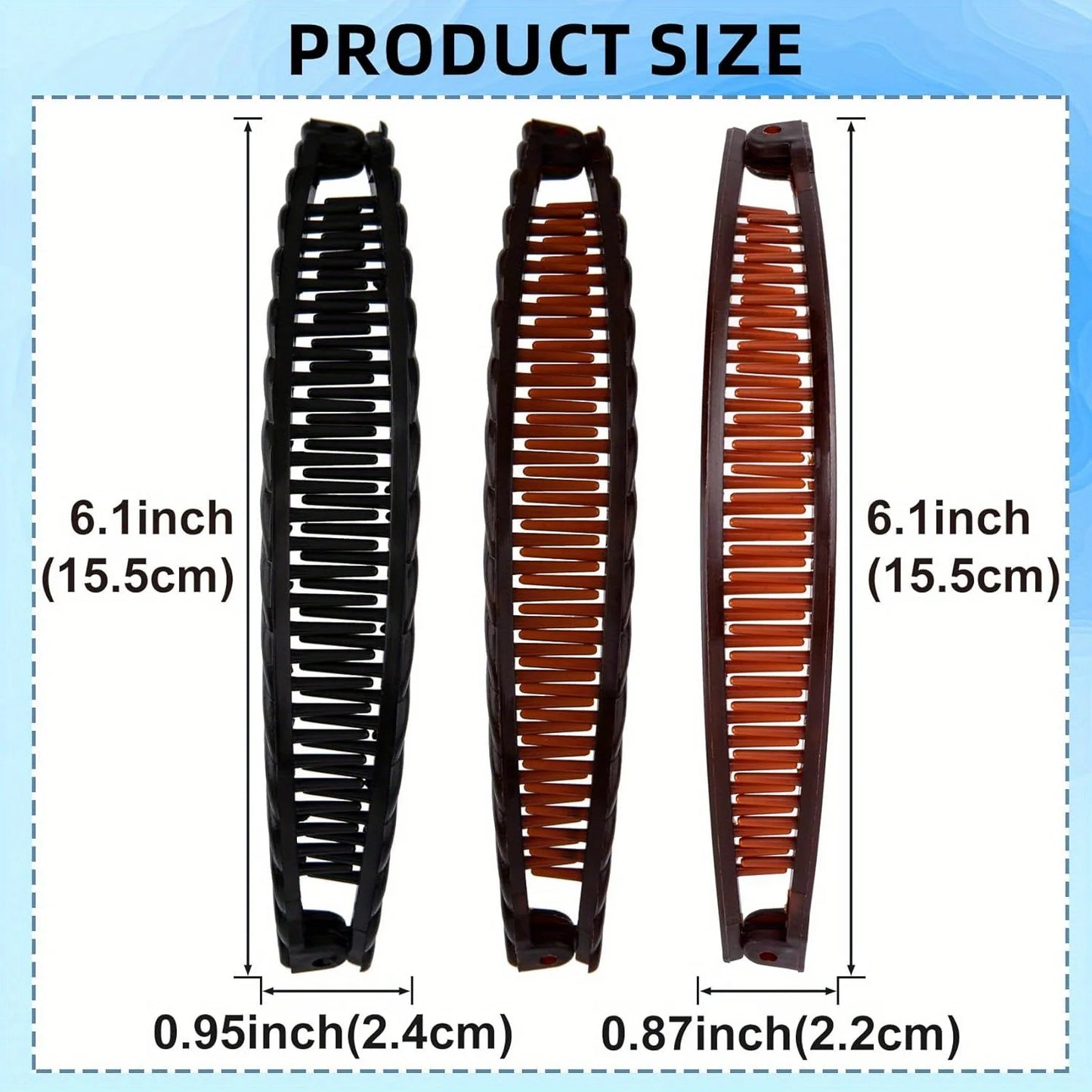 5-Pack of Random Color Banana Clips for Women, Large Size - Vintage Non-Slip Double-Tooth Clips Suitable for Thick, Long, Curly Hair, Stable and Non-Falling & Gentle on Hair, Coffee Color and Black, Vintage Style Women's Larg Peaceful Pleasures Health and Wellness