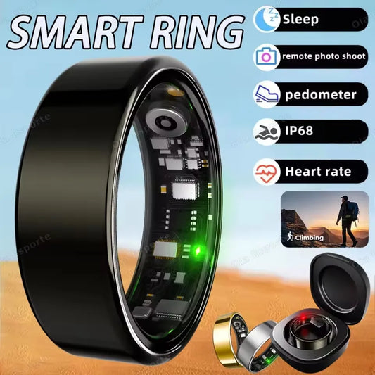 2025 New Smart Ring Heart Rate Blood Pressure Sleep Monitoring Motion Tracking IP68 Waterproof Men Women Smart Ring Holiday Gift Peaceful Pleasures Health and Wellness