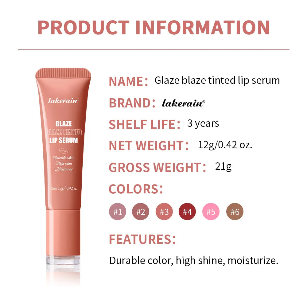 Lakerain Tinted Lip Serum – Hydrating Glow Lip Gel | 6 Shades