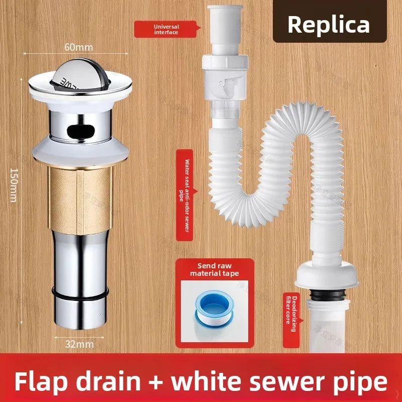 P-Trap Kitchen Sink Drain Set – Strainer, Hose & Odor Filter