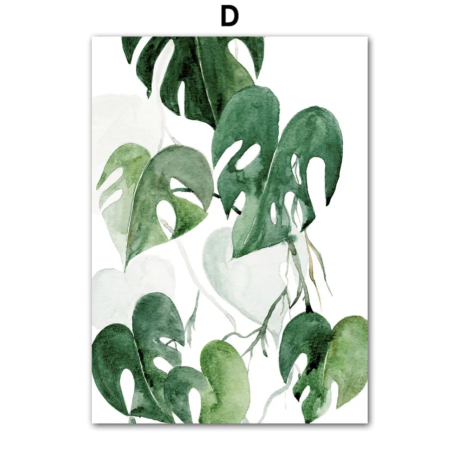 Palm Leaf Nordic Canvas Wall Art | Spring Green Botanical Print