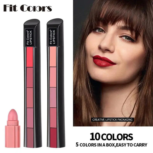 Fit Colors Velvet Matte Lipstick Set – 5 Shades, Long-Lasting Matte Lipstick Set Oasis Select