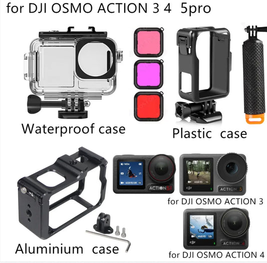 45M Waterproof Dive Case + Filters for DJI OSMO Action 3/4/5 Pro Action Camera Housing Oasis Select