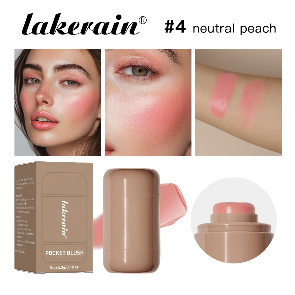 Lakerain 3in1 Cheek Lip Tinted Moistured Blush Stick Waterproof Easy Color Rouge Silky Smooth Blusher Cream Matte Contour Makeup Peaceful Pleasures Health and Wellness 4