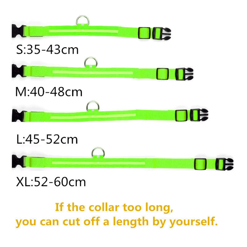 Colorful USB Rechargeable Pet Dog LED Glowing Collar Luminous Flashing Necklace Outdoor Walking Night Safety Supplies DC05 Peaceful Pleasures Health and Wellness