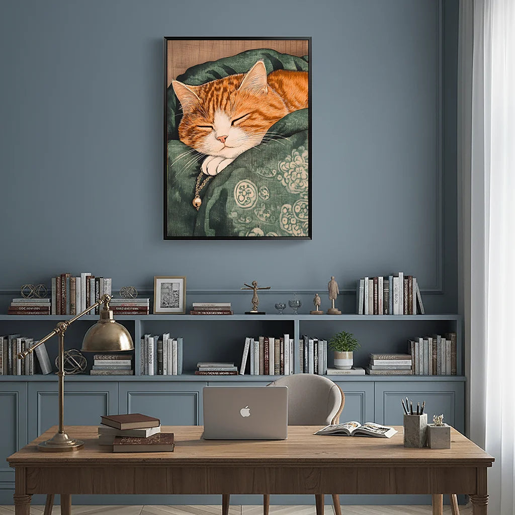 Orange Tabby Cat Canvas Wall Art | Nordic Vintage Animal Poster Canvas Wall Art Peaceful Pleasures Health and Wellness