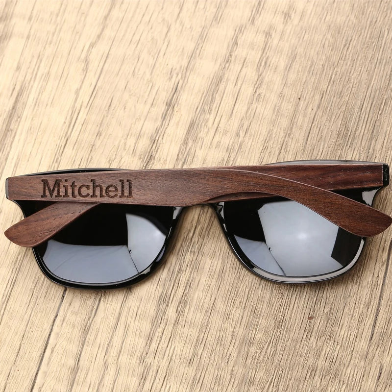 Personalized Walnut Wood Sunglasses | Groomsmen Gift Engraved
