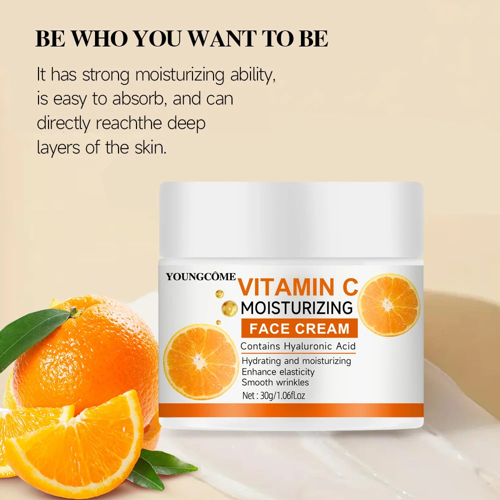 Vitamin C Moisturising Cream Repair Anti-aging Essence Facial Skin Care Contains Hyaluronic Acid Dark Spot Remover Moisturizing Peaceful Pleasures Health and Wellness