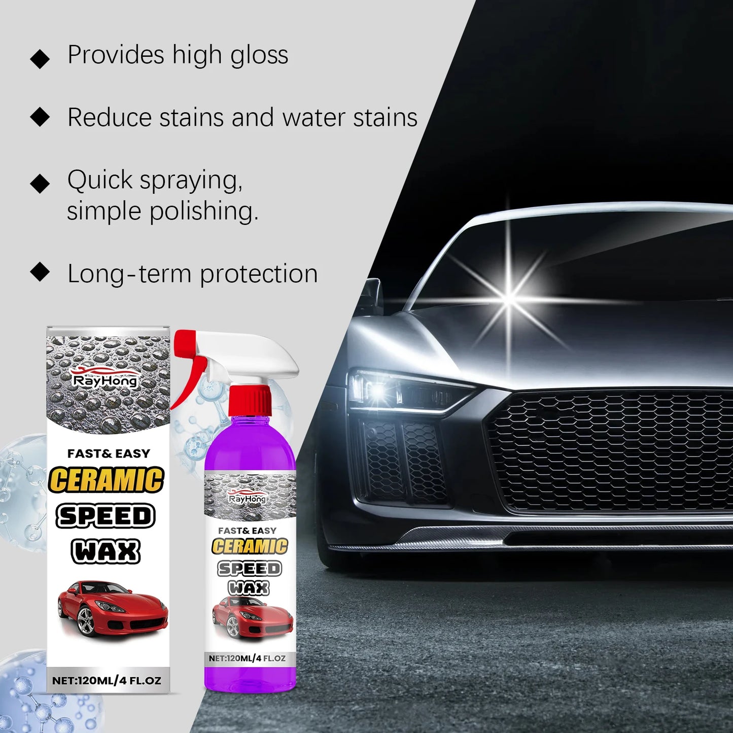 RayHong Car Coating Spray | Waterproof, Gloss & Antifouling