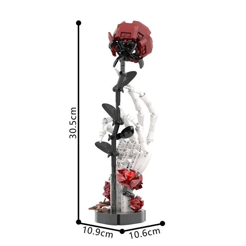 Gothic Skull Rose Bouquet MOC Building Blocks Set | Ages 14+