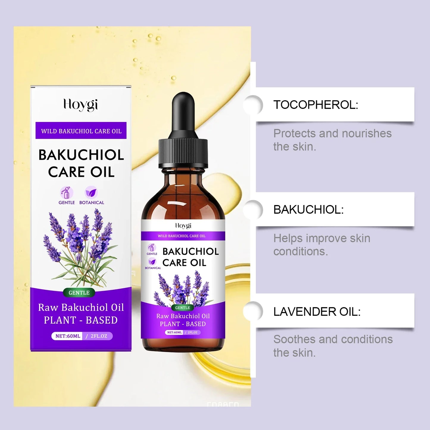 Hoygi Bakuchiol & Lavender Face Oil – Smoothing Serum 60ml
