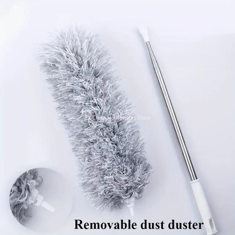 2.8M Extended Chicken Feather Duster Extendable and Curved Ceiling Cleaning Broom Household Electrostatic Dust Collector Peaceful Pleasures Health and Wellness