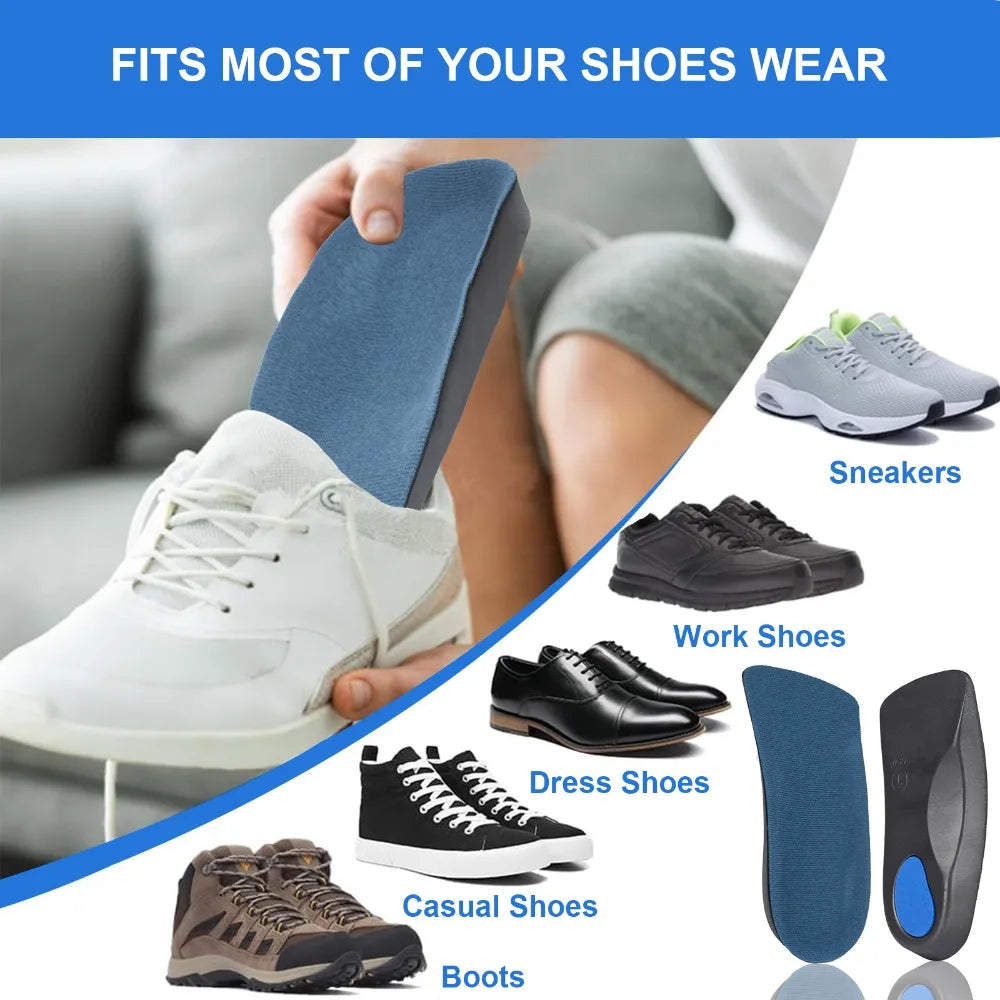 3/4 Length Plantar Fasciitis Fallen Arches Insoles Comfort Shoe Inserts for Flat Feet, Heel Pain Relief, Over Pronation, Walking Peaceful Pleasures Health and Wellness