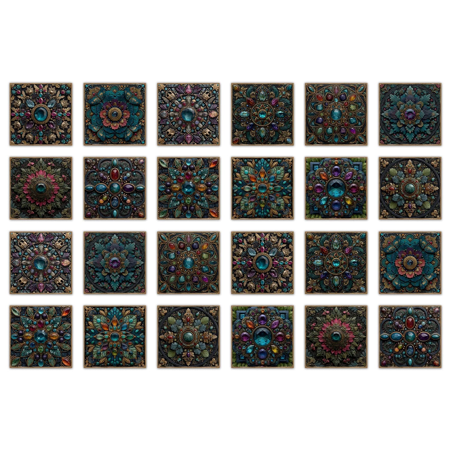 24 pieces European style flower tiles wall stickers Self-adhesive kitchen bathroom decorative ceramic tiles stickers glossy crys Peaceful Pleasures Health and Wellness NHZ66 10X10cm 24PCS