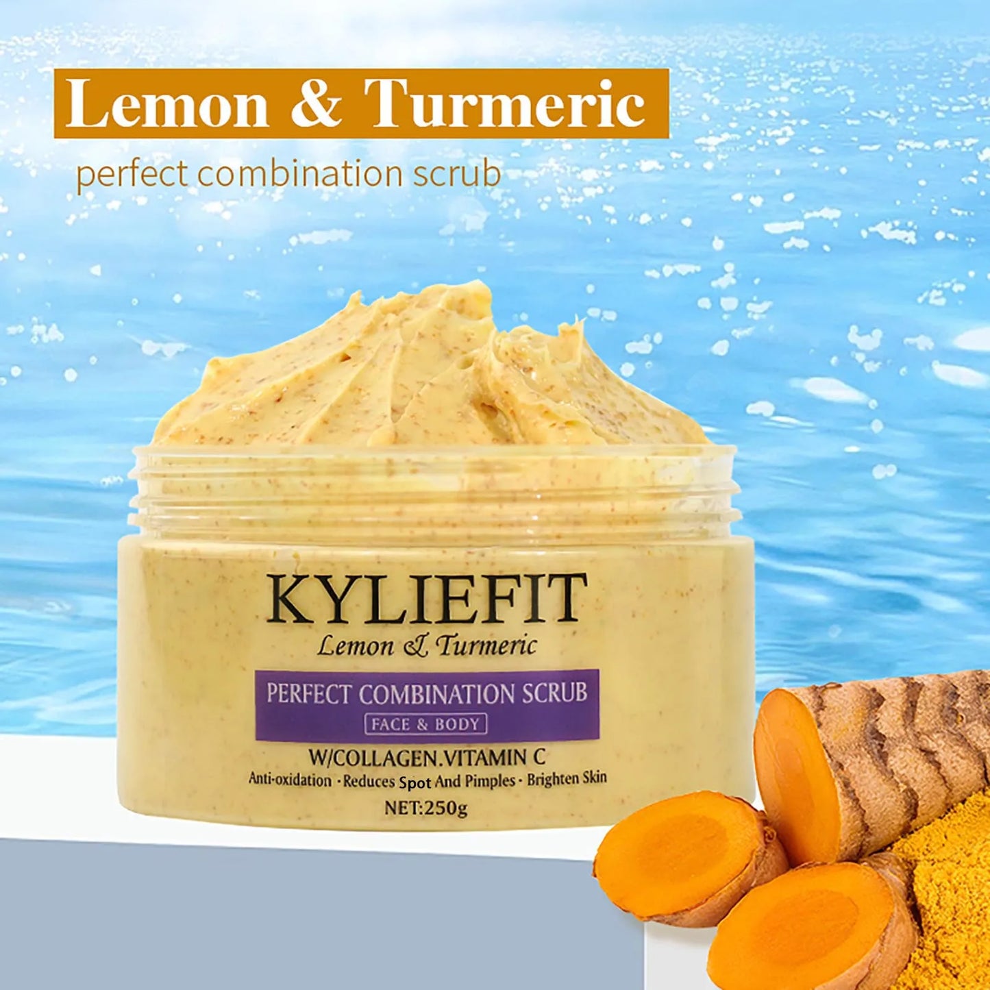 AILKE Turmeric & Lemon Face Body Scrub – Brightening 250g
