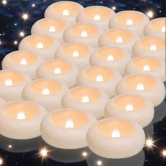 6-24 Pack Flameless LED Floating Candles Battery Operate Waterproof Tealights for Vases Wedding Party Pool Bathtub Decor Peaceful Pleasures Health and Wellness