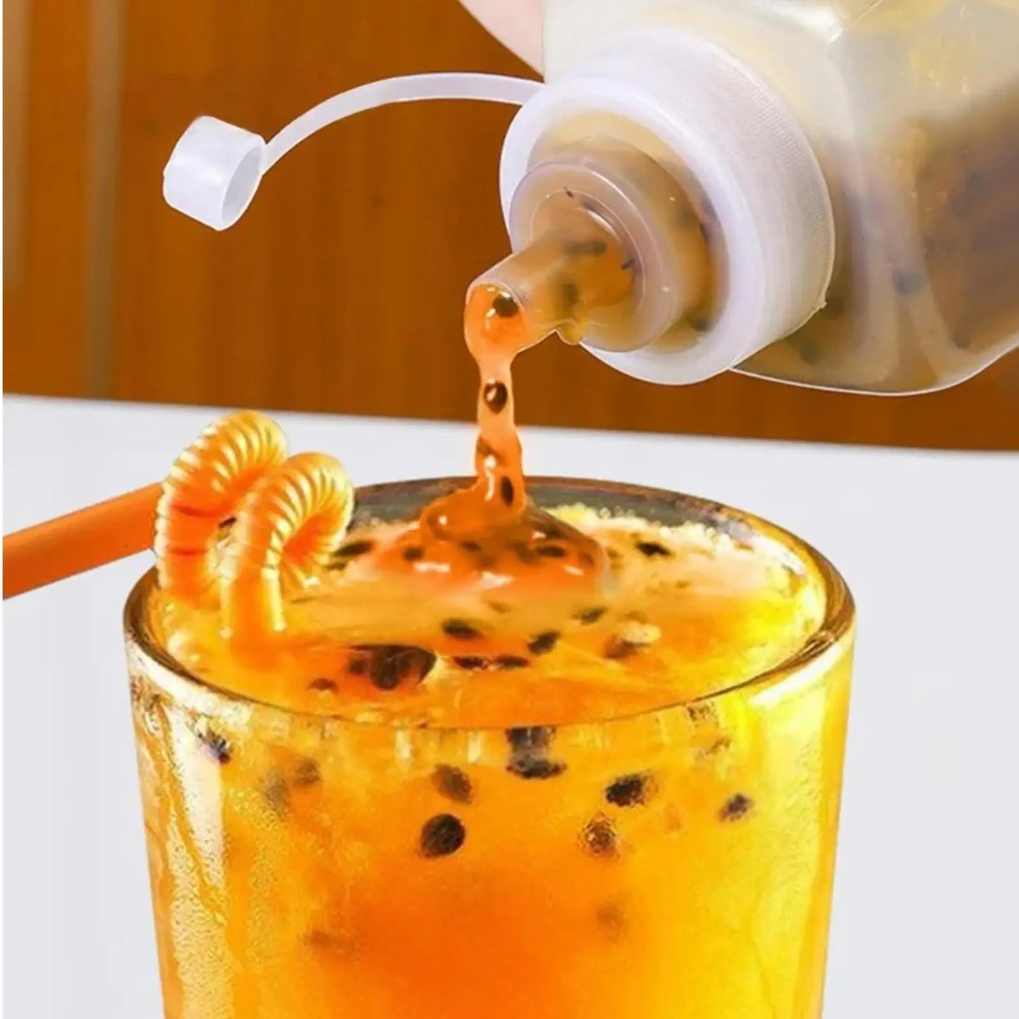 Large Squeeze Condiment Bottle with Nozzle Dispenser & Scale