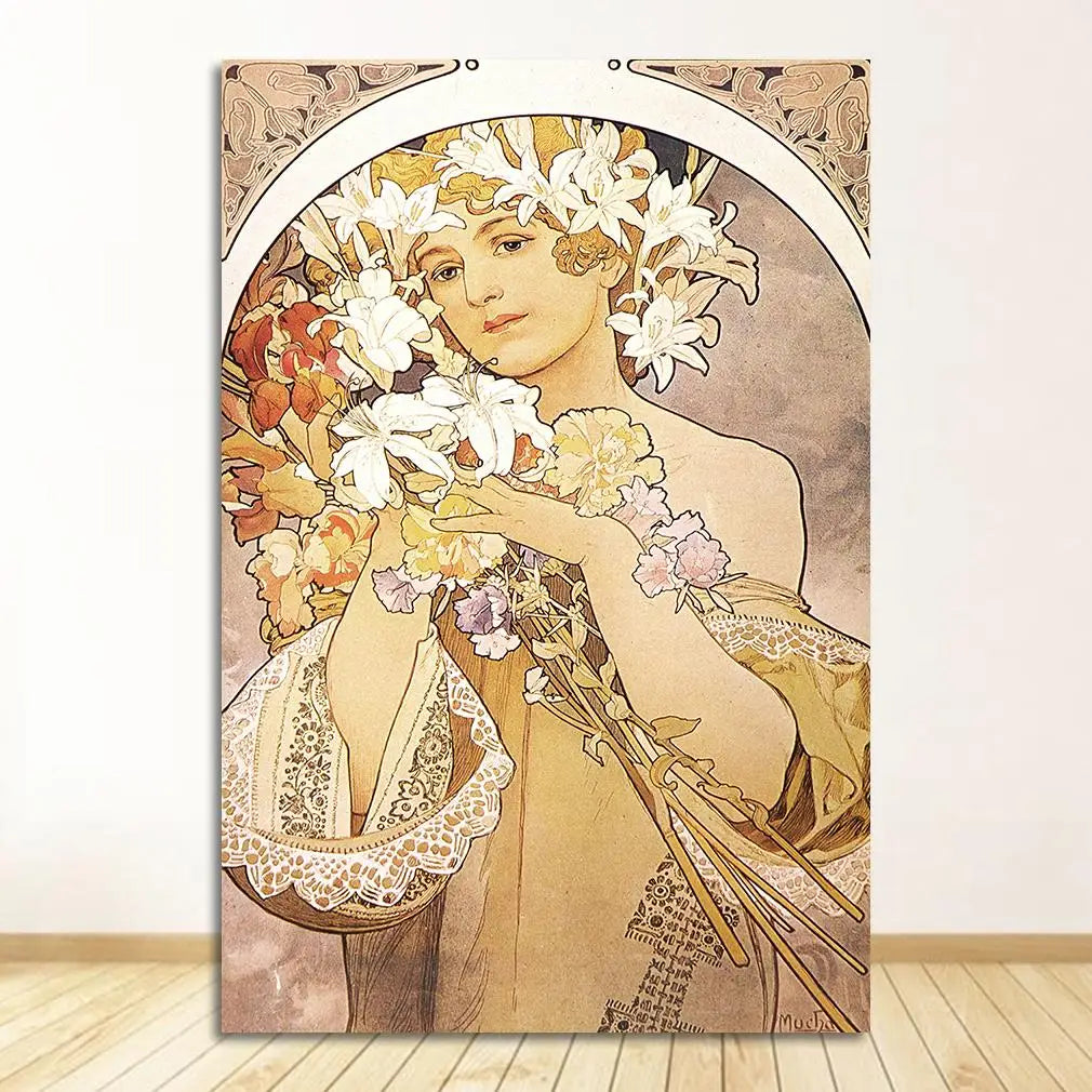 Alphonse Mucha Art Nouveau Vintage Canvas Wall Art Print