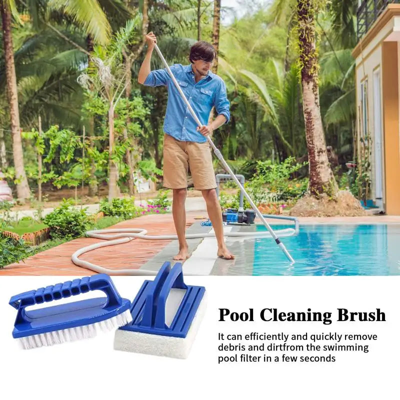 Pool Scrub Brush with Non-Slip Handle – 2-Pack Sponge