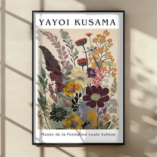 Yayoi Kusama Abstract Garden Canvas Wall Art Print | Decor Canvas Wall Art Print Peaceful Pleasures Health and Wellness G5273 21x30cm Black Framed