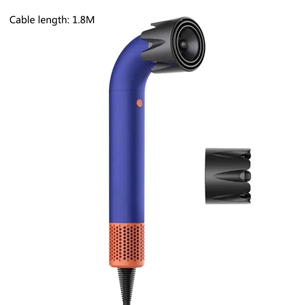 New High Speed Negative Ion Bent pipe shape Hair Dryer with Bend Tube Nozzle Quick Drying for Household Travel Peaceful Pleasures Health and Wellness blue 1Nozzles 1.8M US