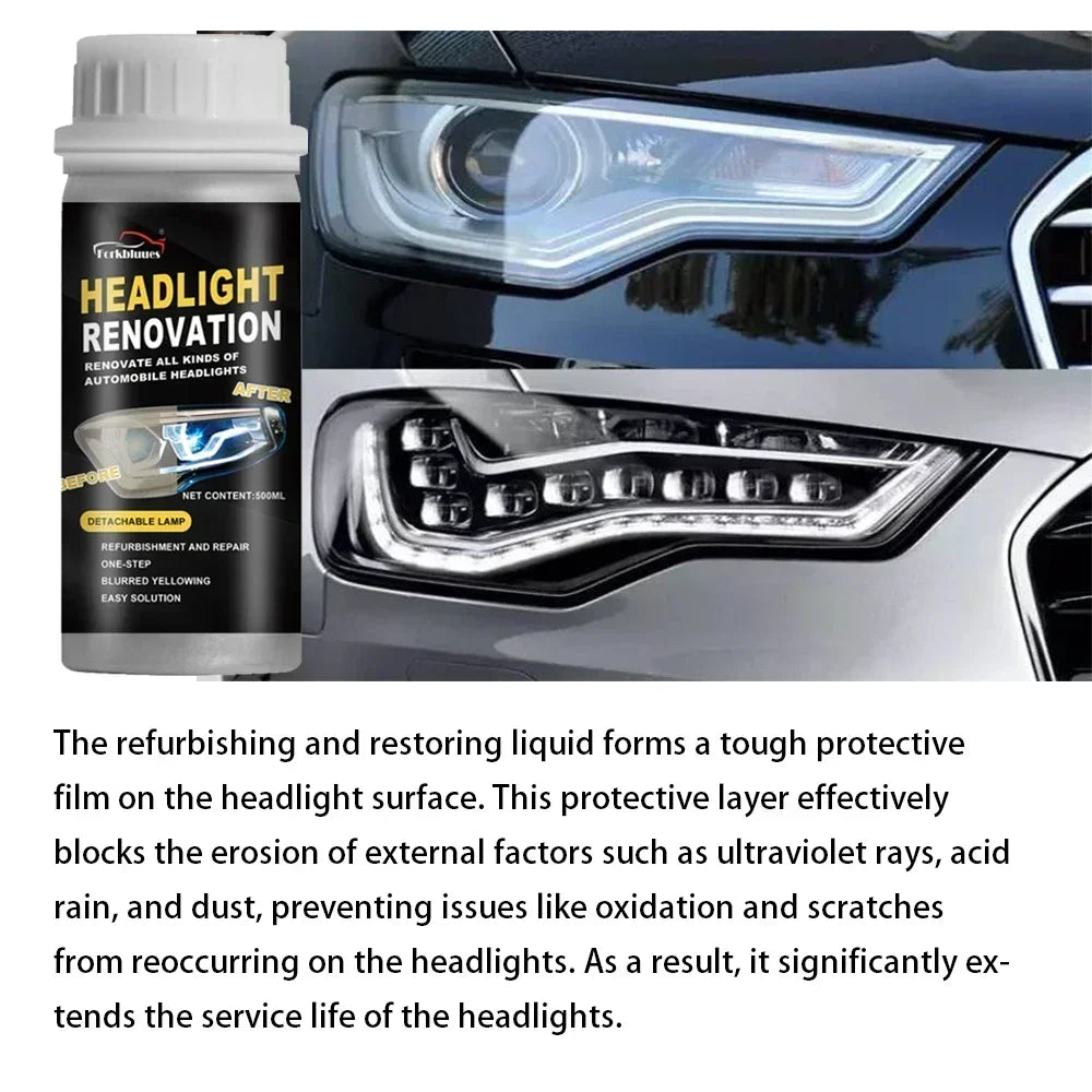 800ml Headlights Liquid Polymer Headlight Chemical Polish Repair Fluid Refurbishment Scratch Repair Polishing for Motorcycle Peaceful Pleasures Health and Wellness